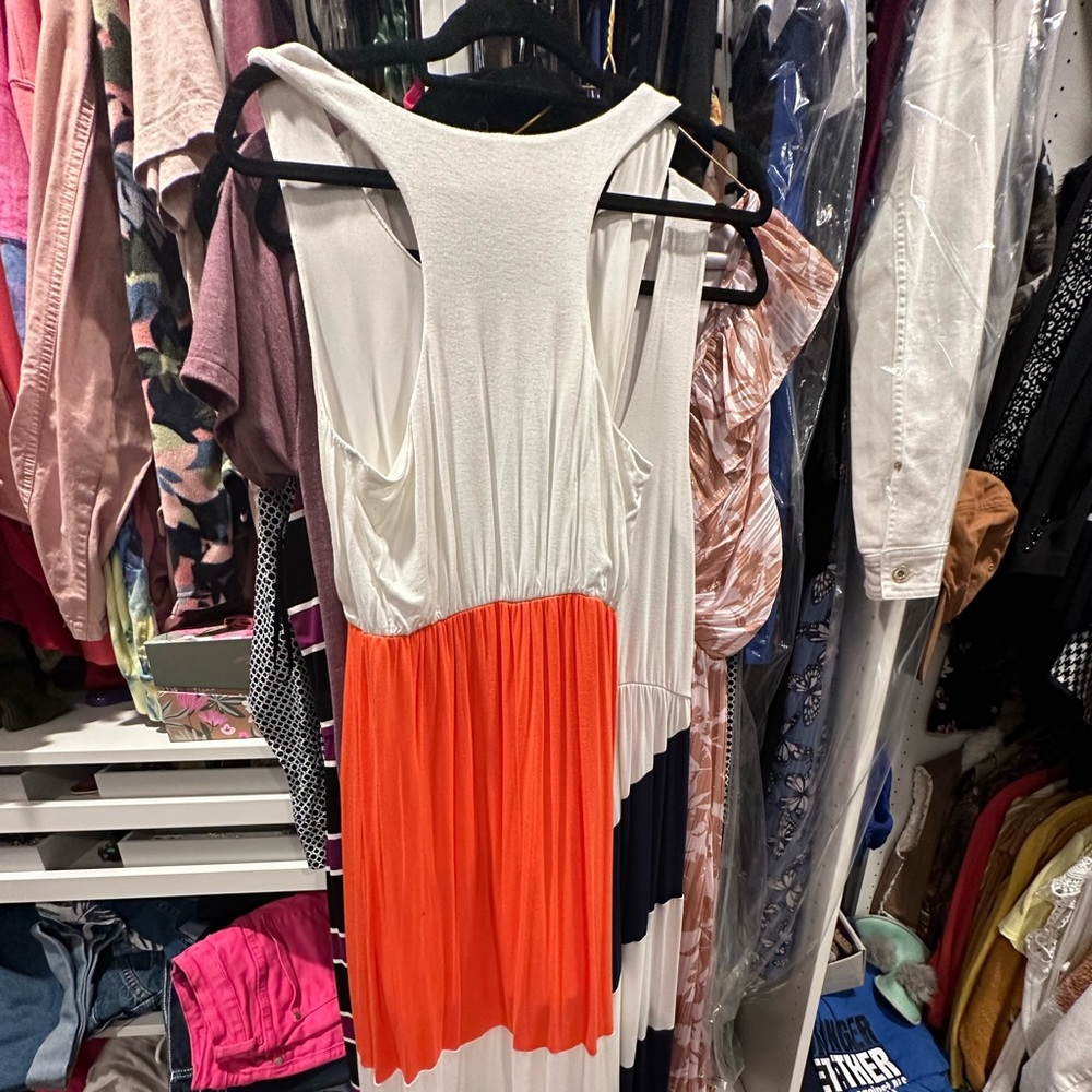 Coral & White Maxi